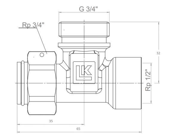 LK Armatur LK 936 Mehrfachanschluss Rp1/2 x G3/4 x Rp3/4