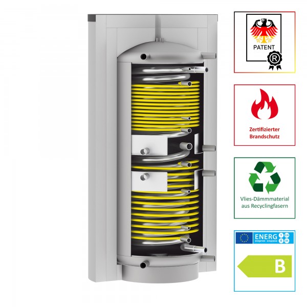 Solarbayer Hygiene-Schichtladespeicher HSK-SLS-1500-Plus, Edelstahlwellrohr