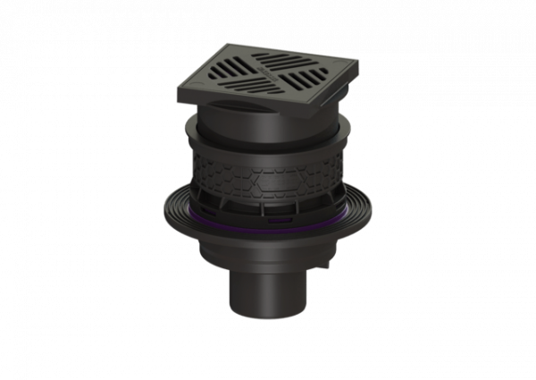 KESSEL Kellerablauf Universale Plus senkr., schwarz, Rückstauverschluss, WU