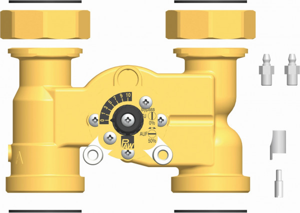 PAW 3 Weg Byp Misch DN 32 F 11/4" x 2"AG Dichtgn, Ü Mut, Kuppl Stck, Verdrh Sichg