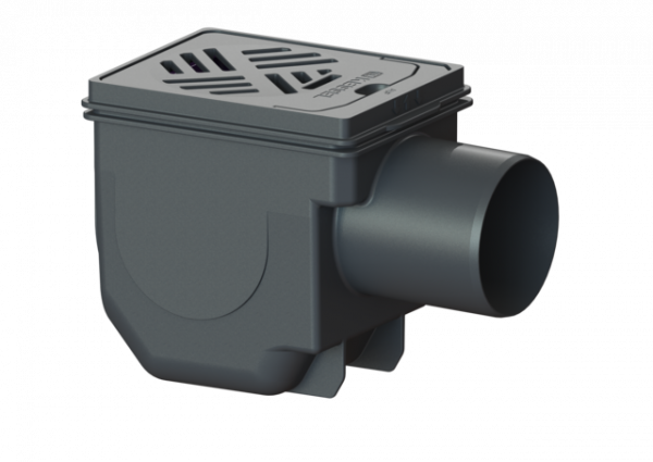 KESSEL Kellerablauf DN 100, Rost schwarz, 150 x 190 mm