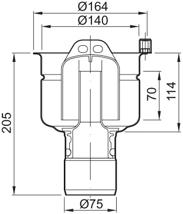 ACO Bodenablauf Variant CR DN 70 Stutzenn. 90Grad Halterand o GV