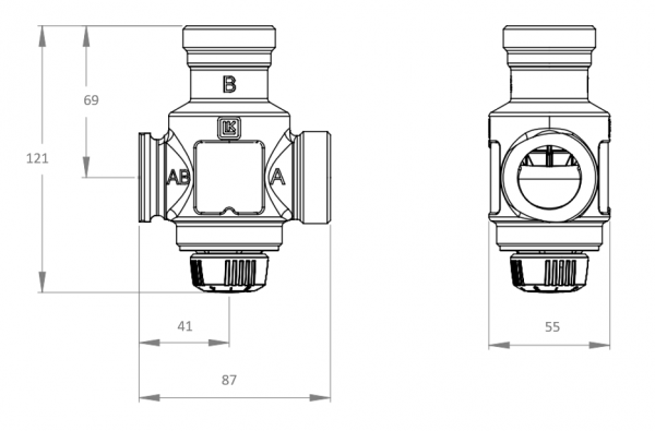 LK Armatur LK 823 thermische Rücklaufanhebung G11/4 x 11/2 ÜWM 45-60 Grad C