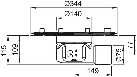 ACO Bodenablauf Variant CR DN 70 Stutzenn. 1,5Grad PDF o GV