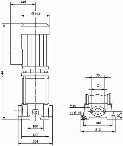 Wilo HD Kreiselpumpe Multivert MVIL 3?400 V Typ 102 Rp 1"/Rp 1" 0,37 kW