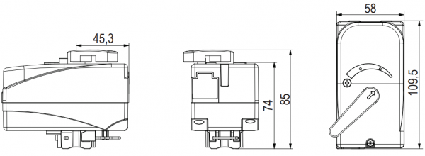 LK Armatur LK 527 3W Stellmotor 3-Punkt 110s 230V 1m Kabel