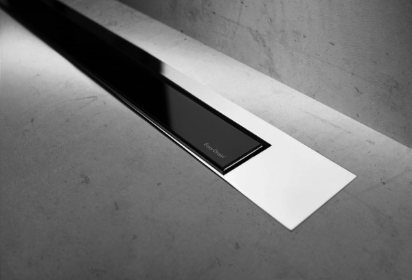 ESS Duschrinne Modulo TAF Design Z-3 Poliert, Glass Schwarz, 800