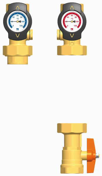 PAW Pumpenset TK5 DN 32 VL = 2x 2" Ü-Mut RL = 2x 11/4" IG SKB, Thermometer