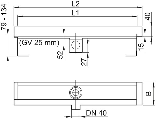 ACO Duschrinne ShowerDrain E DN 40/50 Aufkantung hint u links 1200mm