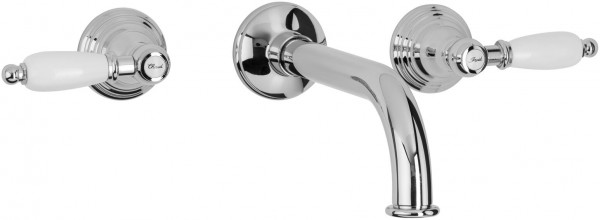 Herzbach Fertigmontage Set Anais Classic WT Brückenbatterie Wandmont. weiß gold