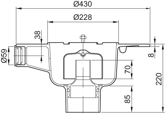 ACO Bodenablauf Wal Selecta DN 100 o GV m Klebeflansch mit Anstrich
