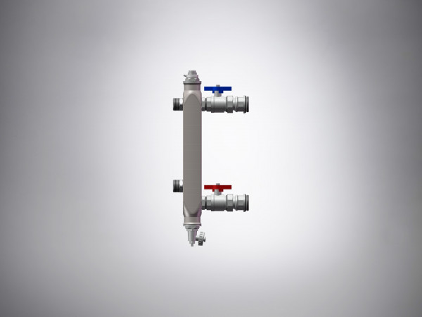EMPUR Thermoweiche 1" mit Kugelhähnen für EMPUR Edelstahl Verteiler HKV-G