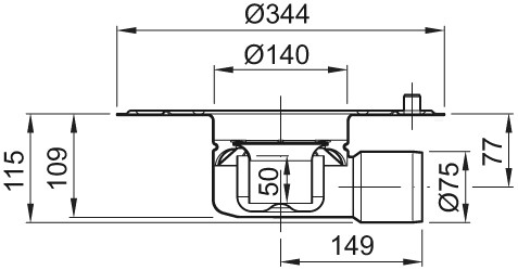 ACO Bodenablauf Variant CR DN 70 Stutzenn. 1,5Grad Klebefl. o GV