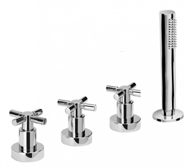 Herzbach 4Loch Wannenbatterie Stilo ohne Auslauf chr