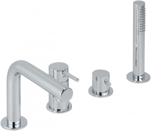 Herzbach Vierloch Wannenbatterie Nano mit starrem Wannenauslauf chr