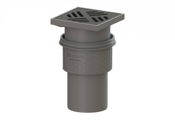 KESSEL Kellerablauf Practicus DN 100, Rost schwarz, Auslauf senkrecht