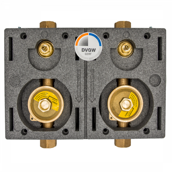 DELTAMESS Miniblock Duo Koax 2", 3/4 IG Rotguss, Spindelventil