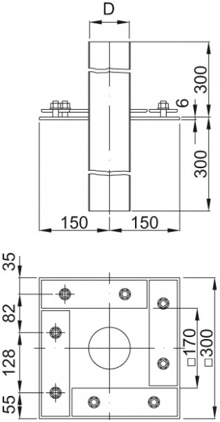 ACO Deckendurchführung ES mit 1 Hülsrohr d= 89mm