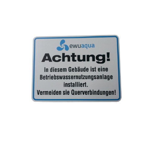 ewuaqua iWater Hinweisschild Hinweisschild Betriebswassernutzung