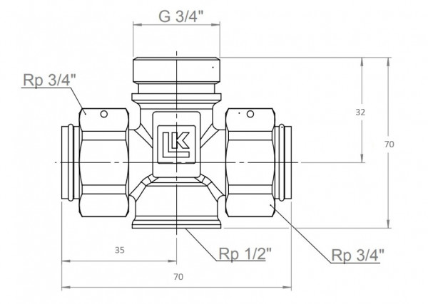 LK Armatur LK 931 Mehrfachanschluss G3/4 x Rp3/4 x 2 Überwurfmutter