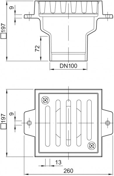 ACO Bodenablauf Klasse M 125, Rost verschraubt DN 150