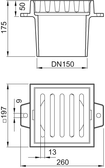 ACO Bodenablauf Klasse M 125, Rost mit Anstrich DN 150