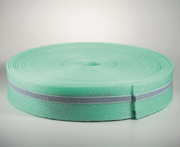 EMPUR Randdämmstreifen 5x50mm, Rolle 25m mit selbstkl. Standfuß und Vlies, grün