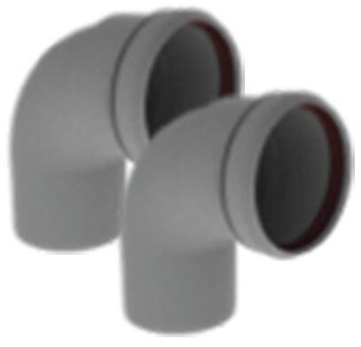 INTERDOMO PP Verpackungseinheit Bögen DN 60 VE 6, 2 Bögen 90Grad