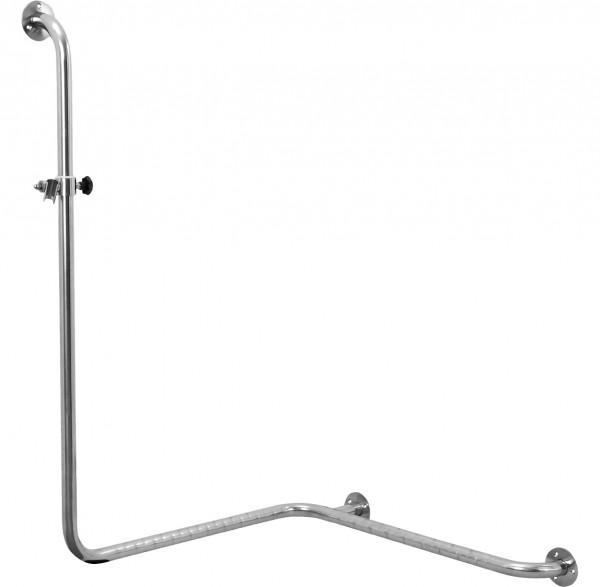 AS Duschhandlauf Edelstahl 1.4301,rechts Brausestange angebogen, 670x670x1100 mm