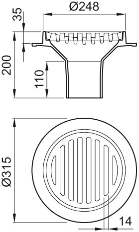 ACO Bodenablauf mit Anschlussrand, DN 100 Klasse M 125