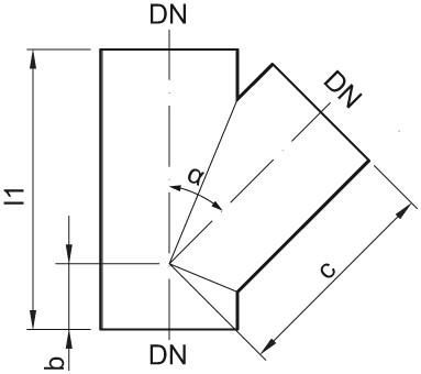 ACO Einfachabzweig GM X 45Grad, muffenlos DN 250