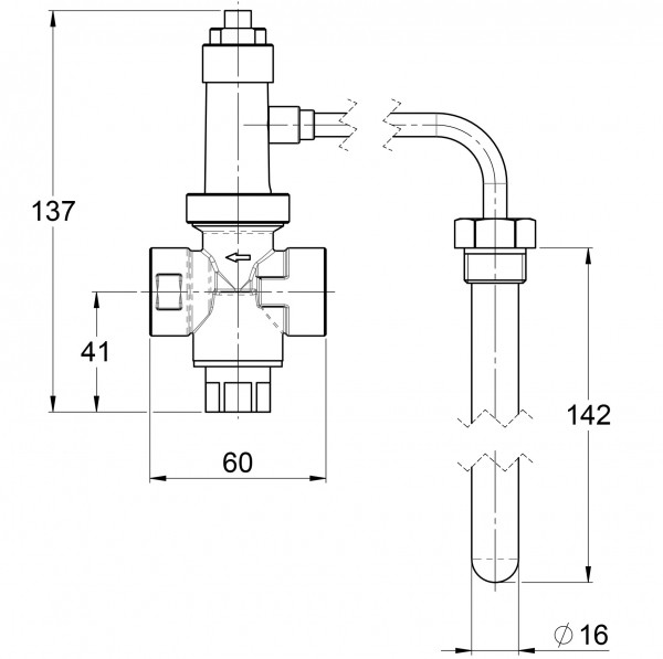 LK Armatur LK 519 thermische Ablaufsicherung Rp3/4 x G1/2 1,3m