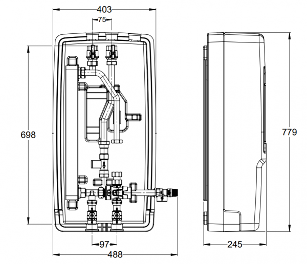 LK Armatur LK 250 Trinkwasserstation 12-28L IG ohne Pumpe und mit Wärmetauscher
