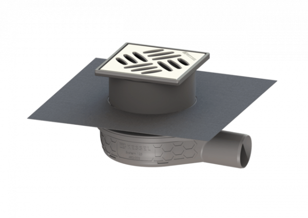 KESSEL Bodenablauf Der Ultraflache 79 DN 50, Klipsflansch, Schlitzrost