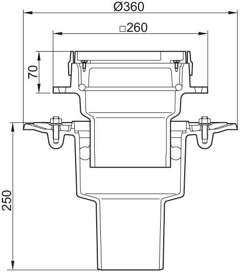 ACO Reinigungsverschluss FINOR S 2 tlg. M 125 mit Messingrahmen DN 150