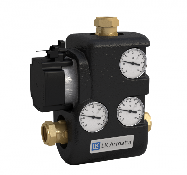 LK Armatur LK 810 Rücklaufanhebung Grundfos 55 Grad C 28mm m.Rückschlag