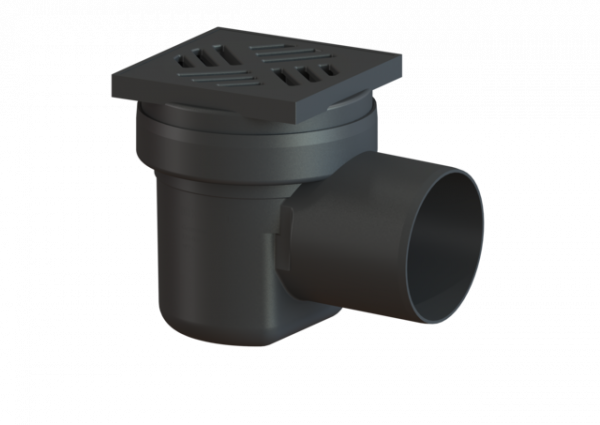 KESSEL Kellerablauf DN 100, Rost schwarz, 138 x 138 mm