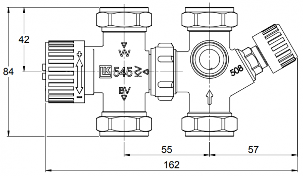 LK Armatur LK 548 Ventilkombination WW 22mm Kvs 1,8