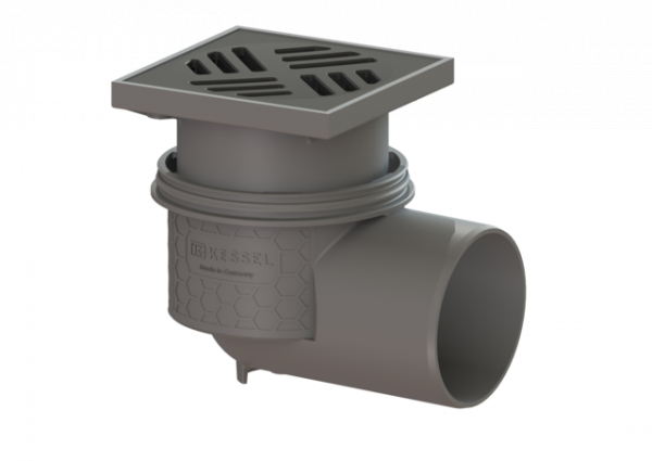 KESSEL Kellerablauf Practicus DN 100, Rost schwarz, Auslauf seitlich