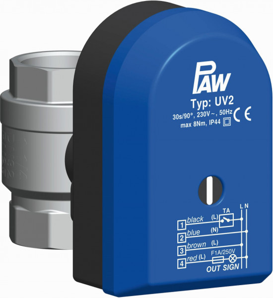 PAW 2-Weg ZV DN 32 11/4" IG, Kvs:123 Stell Mot 230V/50Hz-30s/90 2 m Ltg 4adrg