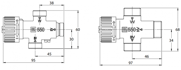 LK Armatur LK 550 thermisches Mischventil G1/2 Kvs 1,2