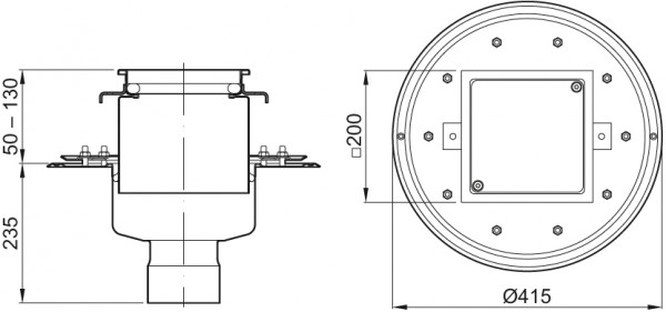 ACO Reinigungsverschluss FINOR CR 2 tlg. Edelstahl, K 3 DN 150