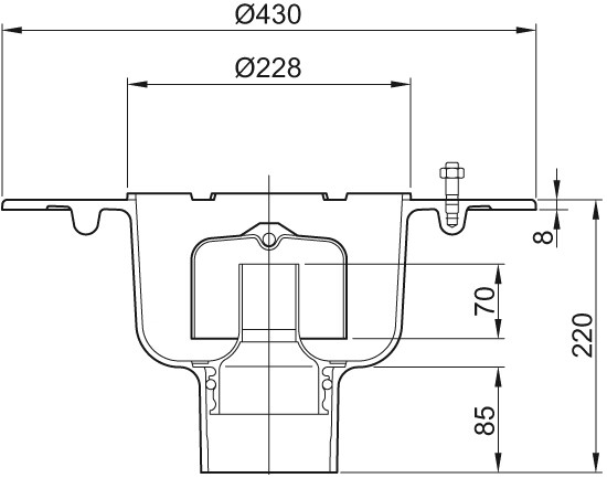 ACO Bodenablauf Wal Selecta DN 100 o GV m Klebeflansch weiß epoxiert