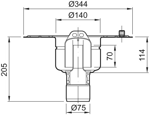 ACO Bodenablauf Variant CR DN 70 Stutzenn. 90Grad Klebefl. o GV
