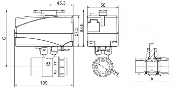 LK Armatur LK 527 2-Wege Kugelhahn Rp3/4 Kvs 45,0